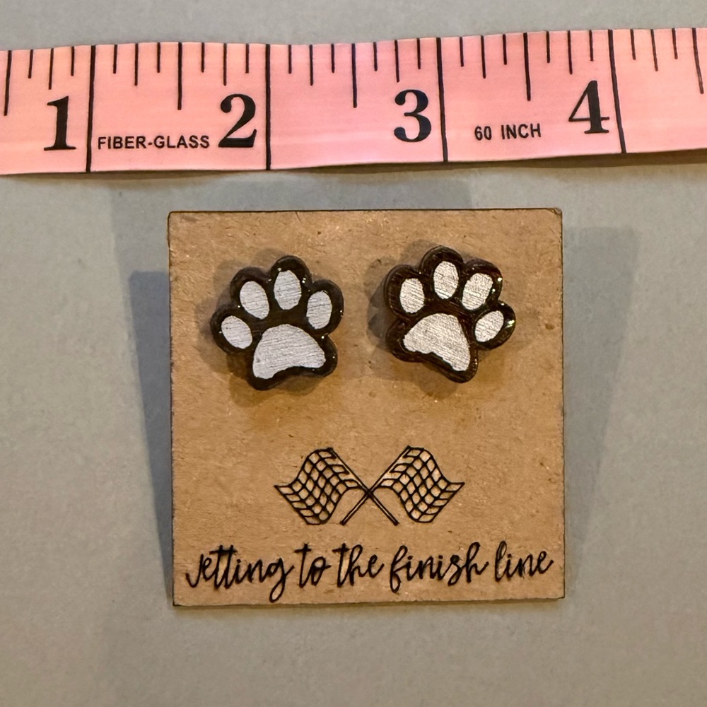 Custom Paw Print Stud Glowforge Made Earrings Jewelry 🐾